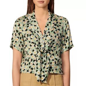Sandro Rosa Printed Tie Front Blouse sz. M